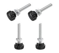 sourcing map 4 Sets Knurled Knobs Thumb Screws with Nuts Washers, Metric M8 x 55mm Male Thread 25mm Plastic Head, Zinc Plated Carbon Steel Stud Hand Knobs Clamping Thumbscrews Handles, Black