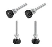 sourcing map 4 Sets Knurled Knobs Thumb Screws with Nuts Washers, Metric M8 x 60mm Male Thread 25mm Plastic Head, Zinc Plated Carbon Steel Stud Hand Knobs Clamping Thumbscrews Handles, Black