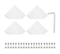 sourcing map 4 Sets L Shape Corner Bracket Connectors, 5 Holes 2020 Aluminum Extrusion Joint Plate with 20pcs M5 t Nuts, 20Pcs M5x10 Hex Socket Cap Screw and 1Pcs M4 Wrench, Silver