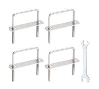 sourcing map 4 Sets M6 Square U-Bolts, 2.56"(65mm) Inner Width 3.1"(80mm) Length 304 Stainless Steel U Clamp Bolts with Nuts, Plates and Wrench for Trailer Ski Boat Fishing Boat
