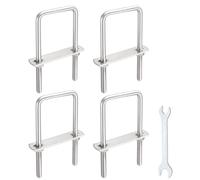 sourcing map 4 Sets M8 Square U-Bolts, 2.05"(52mm) Inner Width 4.7"(120mm) Length 304 Stainless Steel U Clamp Bolts with Nuts, Plates and Wrench for Trailer Ski Boat Fishing Boat