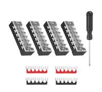 sourcing map 4 Sets Screw Terminal Block 6 Positions Dual Row Screw Terminal Strip Block 600V 25A with Screwdriver and Black/Red Pre-Insulated Terminals Barrier Strip Wire Connector