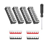 sourcing map 4 Sets Screw Terminal Block 7 Positions Dual Row Screw Terminal Strip Block 600V 15A with Screwdriver and Black/Red Pre-Insulated Terminals Barrier Strip Wire Connector