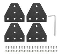 sourcing map 4 Sets t Shape Corner Bracket Connectors, 5 Holes 2020 Aluminum Extrusion Joint Plate with 20pcs M5 t Nuts, 20Pcs M5x10 Hex Socket Cap Screw and 1Pcs M4 Wrench, Black