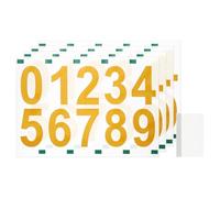 sourcing map 4 Sheets/40 Pcs Mailbox Numbers for Outside, 3 Inch 0-9 Vinyl Self-Adhesive Numbers Stickers Waterproof House Sticker with Scraper for Signs Doors Address, Gold