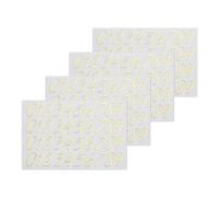 sourcing map 4 Sheets Cursive Number Stickers for Resin Nails 3D Small Gold Number Sticker Metallic Alloy for Epoxy Resin Casting Scrapbooking