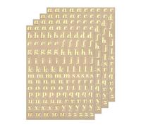 sourcing map 4 Sheets Letter Resin Stickers 3D Small A to Z Gold Mini Alphabet Sticker Metallic Glitter Alloy Lowercase for Resin Nail Scrapbooking 4.5mm