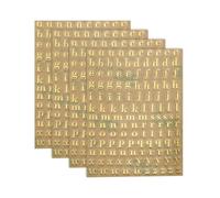 sourcing map 4 Sheets Letter Stickers 0.18" 3D Mini Letter Metal Self Adhesive Alphabet Stickers for Scrapbooking DIY Poster Craft Wall Doors Sign Decor(Gold, Lowercase)
