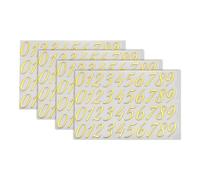 sourcing map 4 Sheets Letter Stickers 0.39" 3D Mini Letter Sticker Metal Self Adhesive Number Stickers for Scrapbooking DIY Poster Craft Wall Doors Sign Decor(Gold)