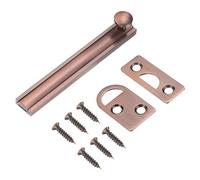 sourcing map 4" Solid Brass Surface Bolt, Concealed Security Slide Latch Door Lock with Screws, Brushed French Door Lock for Closet Cabinet Recessed Doors, Red Bronze