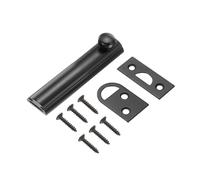 sourcing map 4" Solid Brass Surface Bolt, Concealed Security Slide Latch Door Lock with Screws, Polished French Door Lock for Closet Cabinet Recessed Doors, Matt Black