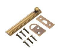 sourcing map 4" Solid Brass Surface Bolt, Concealed Security Slide Latch Door Lock with Screws, Polished French Door Lock for Closet Cabinet Recessed Doors, Bronze