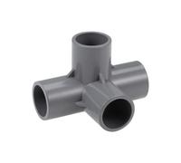 sourcing map 4-Way Elbow Metric PVC Pipe Fitting Furniture Grade 20mm Size Tee Corner Fittings Gray 10Pcs