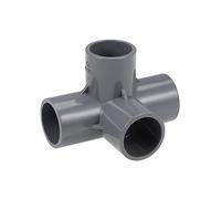 sourcing map 4-Way Elbow Metric PVC Pipe Fitting Furniture Grade 25mm Size Tee Corner Fittings Gray 5Pcs