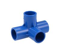 sourcing map 4-Way Elbow PVC Pipe Fitting Furniture Grade 20mm Size Tee Corner Fittings Blue 2Pcs