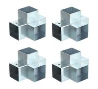 sourcing map 4-Way Gazebo Brackets Kit, Right Angle Corner Bracket Woodworking DIY Post Base Kit for 1.3" x 1.3" Lumber for Outdoor Patio Gazebo Log Cabins (4 Pack)