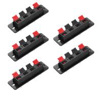 sourcing map 4 Way Spring Terminal Clip Push Release Connector Plate Jack Socket Speaker Terminal Strip Block Speaker Jointing Clamp Test Clip WP4-4 5Pcs