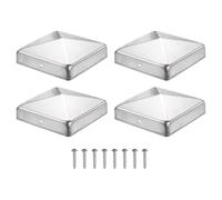 sourcing map 4" x 4.1" Aluminium Pyramid Post Cap, 4Pcs Fence Post Caps Cover Pressure with Screws for Wood/Metal Fence Posts, Mailbox Pyramid Cover, Outdoor, Garden, Decks, Silver