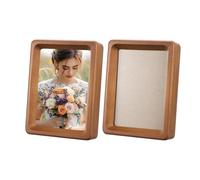 sourcing map 4 x 5inch Natural Wood Photo Frames, 2pcs Mini Wooden Finish Picture Frame Tabletop Photo Frame with Mat for Desktop Display Wall Mounting, Teak color