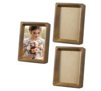 sourcing map 4 x 5inch Natural Wood Photo Frames, 3pcs Mini Wooden Finish Picture Frame Tabletop Photo Frame with Mat for Desktop Display Wall Mounting, Walnut color