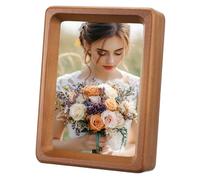 sourcing map 4 x 5inch Natural Wood Photo Frames, Mini Wooden Finish Picture Frame Tabletop Photo Frame with Mat for Desktop Display Wall Mounting, Teak color