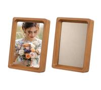 sourcing map 4 x 6inch Natural Wood Photo Frames, 2pcs Mini Wooden Finish Picture Frame Tabletop Photo Frame with Mat for Desktop Display Wall Mounting, Teak color