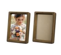sourcing map 4 x 6inch Natural Wood Photo Frames, 2pcs Mini Wooden Finish Picture Frame Tabletop Photo Frame with Mat for Desktop Display Wall Mounting, Walnut color