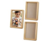 sourcing map 4 x 6inch Natural Wood Photo Frames, 3pcs Mini Wooden Finish Picture Frame Tabletop Photo Frame with Mat for Desktop Display Wall Mounting, Wood color