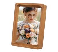 sourcing map 4 x 6inch Natural Wood Photo Frames, Mini Wooden Finish Picture Frame Tabletop Photo Frame with Mat for Desktop Display Wall Mounting, Teak color