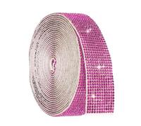 sourcing map 4 Yard Self Adhesive Rhinestone Ribbon, 12 Row Bling Diamond Crystal Strips Stickers for DIY Arts Crafting Wedding Party Car Phone Decoration, Rose Red