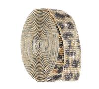 sourcing map 4 Yard Self Adhesive Rhinestone Ribbon, 12 Row Bling Diamond Crystal Strips Stickers for DIY Arts Crafting Wedding Party Car Phone Decoration, Leopard Print