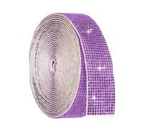sourcing map 4 Yard Self Adhesive Rhinestone Ribbon, 12 Row Bling Diamond Crystal Strips Stickers for DIY Arts Crafting Wedding Party Car Phone Decoration, Purple