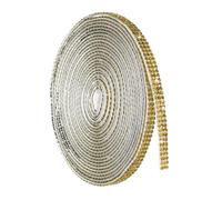 sourcing map 4 Yard Self Adhesive Rhinestone Ribbon, 3 Row Bling Diamond Crystal Strips Stickers for DIY Arts Crafting Wedding Party Car Phone Decoration, Dark Gold