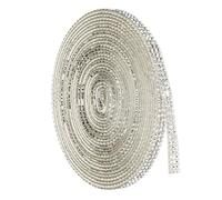 sourcing map 4 Yard Self Adhesive Rhinestone Ribbon, 3 Row Bling Diamond Crystal Strips Stickers for DIY Arts Crafting Wedding Party Car Phone Decoration, Silver Tone