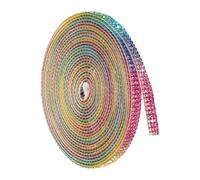 sourcing map 4 Yard Self Adhesive Rhinestone Ribbon, 3 Row Bling Diamond Crystal Strips Stickers for DIY Arts Crafting Wedding Party Car Phone Decoration, Rainbow Color
