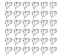 sourcing map 40 Pcs 3D Heart Silver White Nail Rhinestones 12x13mm K9 Glass Crystal Rhinestones Pointed Back Crooked Heart Gems for Nail Charm Art DIY Decoration Craft
