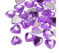 sourcing map 40 Pcs Acrylic Heart Rhinestone 15mm Flat Back Plastic Gems Jewelry Stickers for Craft Bead Face Painting Costume Jewelry Making, Purple