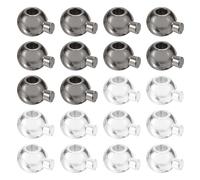 sourcing map 40 Pcs Crimp Beads Covers, 3.5mm Spacer Bead Covers, Metal Cord End Crimp Stopper Beads for DIY Craft Ends Accessories, Silver and Black