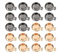 sourcing map 40 Pcs Crimp Beads Covers, 3.5mm Spacer Bead Covers, Metal Cord End Crimp Stopper Beads for DIY Craft Ends Accessories, Light Gold and Black