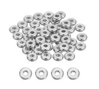 sourcing map 40 Pcs Flat Round Spacer Beads 6mm Stainless Steel Heishi Beads Rondelle Disc Loose Bead for Jewelry Making Earring Bracelet Necklace, Silver 2mm ID x 2mm H