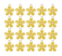 sourcing map 40 Pcs Flower Charm, Gold Plated Charm for DIY Mobile Phone Accessories Keychain Crafting, 21x18mm, Yellow
