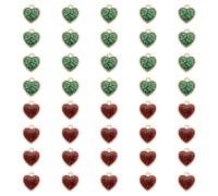sourcing map 40 Pcs Glitter Heart Charm, Valentine Heart Charm Alloy Keychains Love Pendants with Dripping Glue Glitter for Jewelry Making Earrings DIY Necklace Bracelet Craft, Green/Red