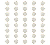 sourcing map 40 Pcs Glitter Heart Charm, Valentine Heart Charm Alloy Keychains Love Pendants with Dripping Glue Glitter for Jewelry Making Earrings DIY Necklace Bracelet Craft, White