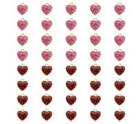 sourcing map 40 Pcs Glitter Heart Charm, Valentine Heart Charm Alloy Keychains Love Pendants with Dripping Glue Glitter for Jewelry Making Earrings DIY Necklace Bracelet Craft, Pink/Red