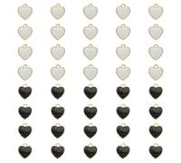 sourcing map 40 Pcs Glitter Heart Charm, Valentine Heart Charm Alloy Keychains Love Pendants with Dripping Glue Glitter for Jewelry Making Earrings DIY Necklace Bracelet Craft, Black/White