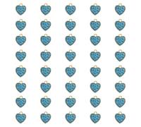 sourcing map 40 Pcs Glitter Heart Charm, Valentine Heart Charm Alloy Keychains Love Pendants with Dripping Glue Glitter for Jewelry Making Earrings DIY Necklace Bracelet Craft Supplies, Blue