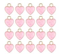 sourcing map 40 Pcs Heart Charm, Gold Plated Charm for DIY Mobile Phone Accessories Keychain Crafting, 12x10mm, Pink