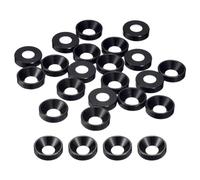 sourcing map 40 Pcs M6 Finishing Countersunk Washers, Aluminum Alloy Screw Gaskets, Cup Head Washer Gasket for Mechanical Accessories Parts, Black