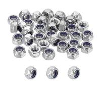 sourcing map 40 Pcs M6x1mm Nylon Insert Lock Nuts, 304 Stainless Steel Self-Locking Coarse Thread Hex Nuts Fasteners for Furniture, Electronic, Machine, DIY