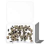 sourcing map 40 Pcs Metal Locking Pin Backs, Locking Pin Keepers Clasp 5mm(H) with 4 Wrench Replacement in Storage Case for Badge, Brooch, Copper Tone